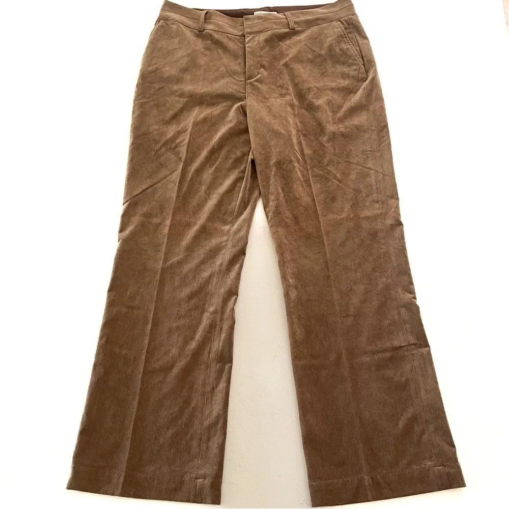 Coldwater Creek Velvet Wide Leg Trousers Size 16 Brown